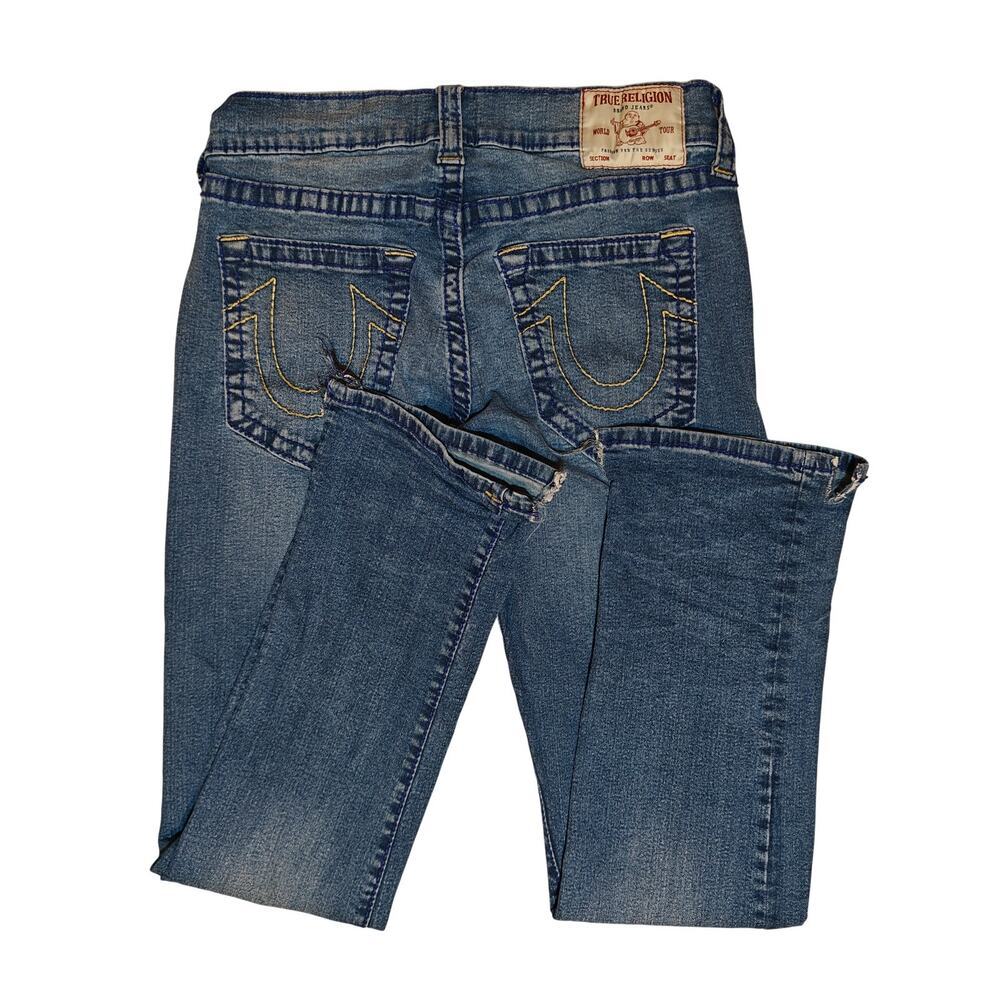 True Religion Ricky Straight Jeans Mens 33 Medium Wash Denim Classic Stitch - Picture 2 of 4